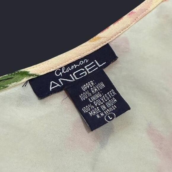 VTG 90s/Y2K Glamor Angel Yellow & Pink Floral Sequin Fairycore Maxi Dress L/M - Picture 8 of 8